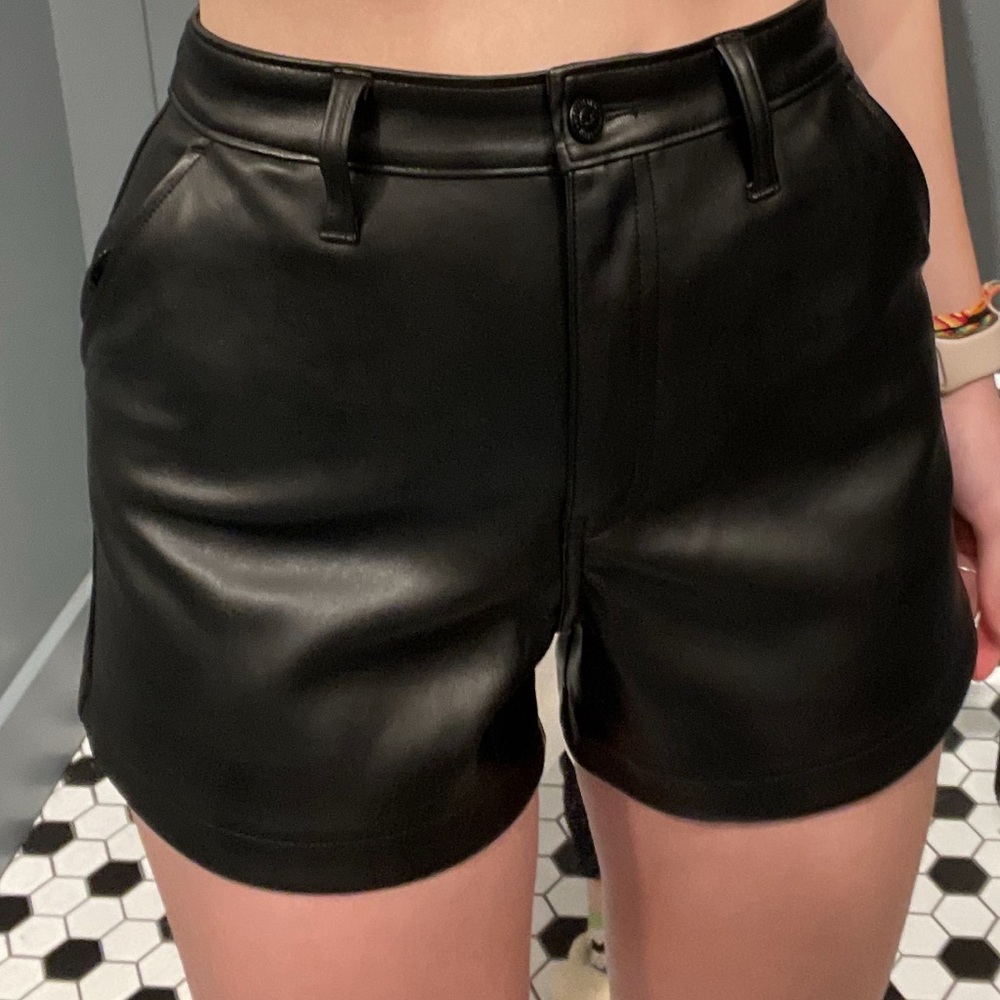 Women's Black Leather Shorts